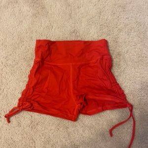 Red workout shorts